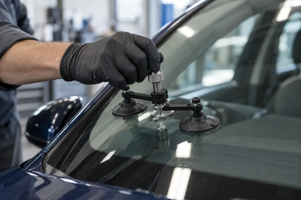 Illustration of windshield chip repair
