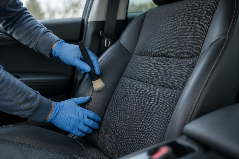 Illustration of detailed care for vehicle upholstery